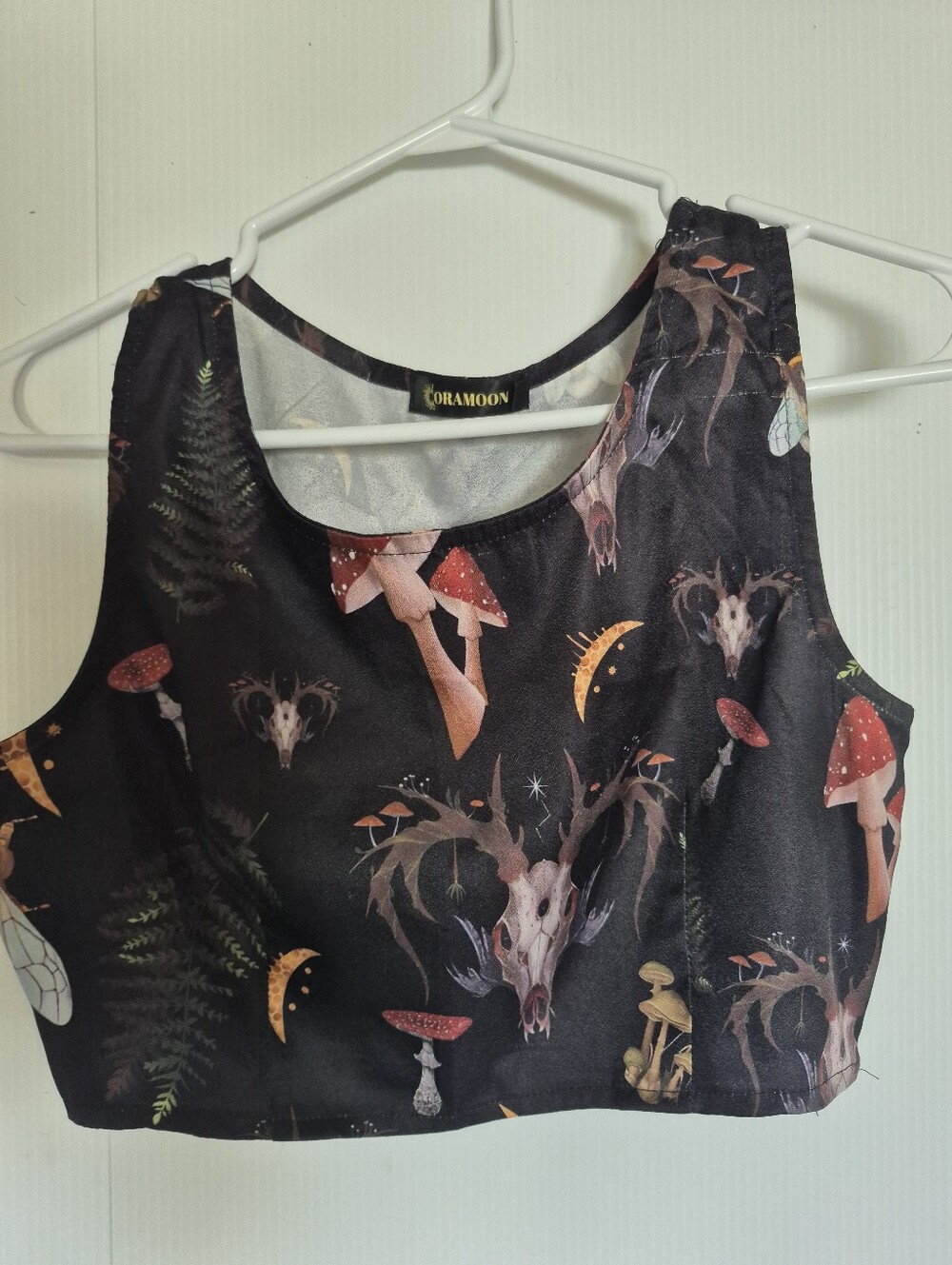 Black Gothic Mushroom Crop Top